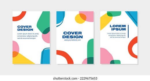 set of abstract cover with hand drawn shape