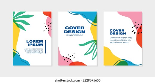 set of abstract cover with hand drawn shape