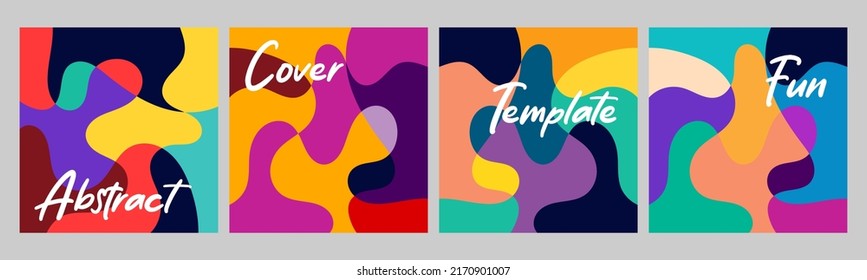 Set of abstract cover template illustrations. Flat vector illustration. Summer time, background patterns on the theme of summer, vacation, weekend, beach. Perfect background for posters, cover art, fl