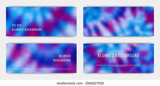 Set of abstract cover templates. Blurred backgrounds in Tie dye style . Vector rectangular horizontal backdrop