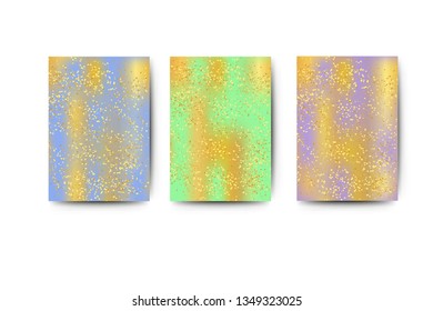 Set of abstract cover templates, trendy background with golden glitter
