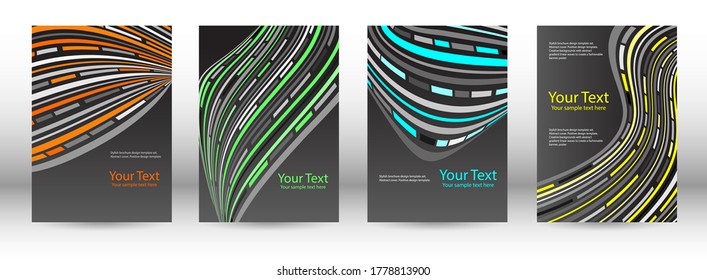 Conjunto de cubiertas abstractas. Plantilla de diseño. Fondos creativos con ondas lineales abstractas para crear un cartel de moda, afiche.