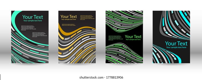 Set of abstract covers. Design template. Creative backgrounds with abstract linear waves to create a fashionable banner, poster.
