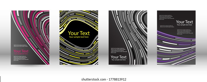 Set of abstract covers. Design template. Creative backgrounds with abstract linear waves to create a fashionable banner, poster.
