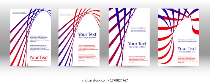 Set of abstract covers. Design template. Creative backgrounds with abstract linear waves to create a fashionable banner, poster.