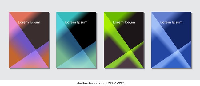 Conjunto de plantillas de diseño de cubiertas abstractas con fondo de degradado de moda.  Colores brillantes. Aplicable a banners, volantes, presentaciones, afiches e informes. Ilustración vectorial Eps10.