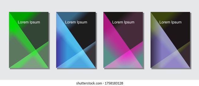 Set of abstract covers design templates with trendy gradient background.  Cool vibrant colors. Applicable for banners, flyers, presentations, posters and reports. Eps10 Vector illustration.