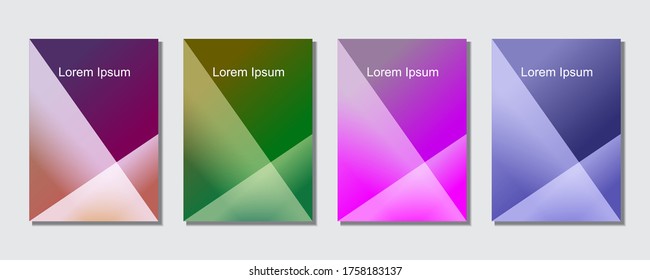 Conjunto de plantillas de diseño de cubiertas abstractas con fondo de degradado de moda.  Colores brillantes. Aplicable a banners, volantes, presentaciones, afiches e informes. Ilustración vectorial Eps10.