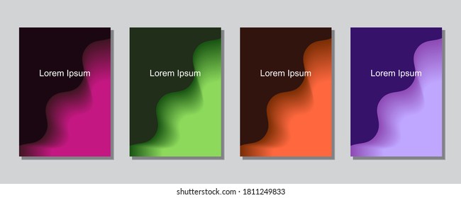 Set of abstract covers design templates with trendy gradient background.  Cool vibrant colors. Applicable for banners, flyers, presentations, posters and reports. Eps10 Vector illustration.