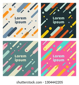 Set of abstract covers with flat geometric rounded lines pattern. Cool colorful backgrounds. You can use for Banners, Placards, Posters, Flyers. Vector illustration