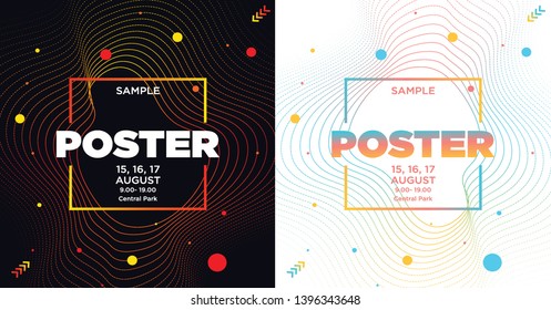 Set of abstract covers for Party. Colorful Waves Gradient Background. Template for DJ Poster, Web Banner, Pop-Up.