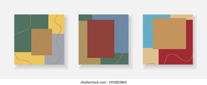 A set of abstract covers in the style of impressionism, modern web design. Vector collage for cards in pastel shades.
