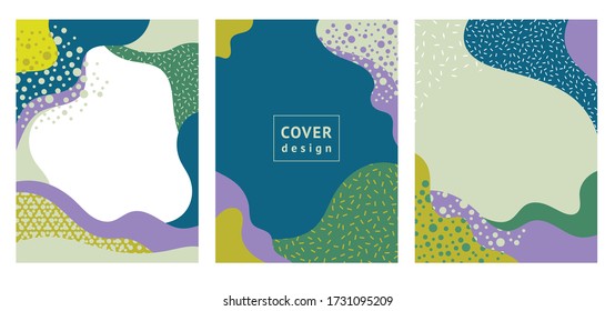 Conjunto de pancartas artísticas creativas abstractas. Plantillas universales. Es bueno para tarjetas de felicitación, invitaciones, volantes, afiches, portada, folleto y otro diseño gráfico.
