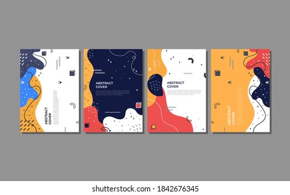 Set of abstract creative artistic template for cover design. Good for cover, invitation, banner, placard, brochure, poster, card, flyer, social media and other.
