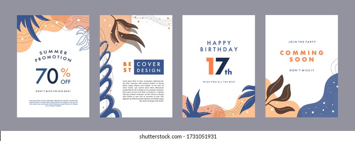 Set of abstract creative artistic templates. Universal cover Designs for Annual Report, Brochures, Flyers, Presentations, Leaflet, Magazine.