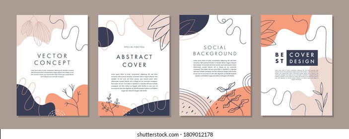 Conjunto de plantillas artísticas creativas abstractas. Portada universal Diseños para el Informe Anual, Folletos, Volantes, Presentaciones, Folleto, Revista, Historias.