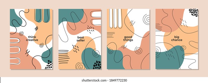 Conjunto de plantillas artísticas creativas abstractas. Portada universal Diseños para el Informe Anual, Folletos, Volantes, Presentaciones, Folleto, Revista.