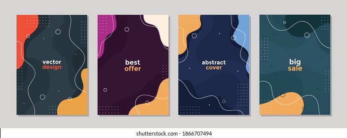 Conjunto de plantillas artísticas creativas abstractas. Portada universal Diseños para el Informe Anual, Folletos, Volantes, Presentaciones, Folleto, Revista.