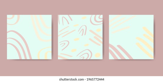 Set of abstract creative artistic templates doodle concept. Elegant sale and discount promo backgrounds with abstract pattern. Email ad newsletter layouts.