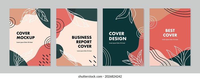 Conjunto de plantillas artísticas creativas abstractas. Portada universal Diseños para el Informe Anual, Folletos, Volantes, Presentaciones, Folleto, Revista.