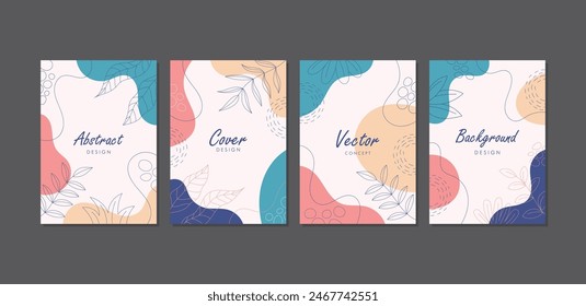 Set of abstract creative artistic templates with floral concept. Universal cover Designs for Annual Report, Brochures, Flyers, Presentations, Leaflet, Magazine.
