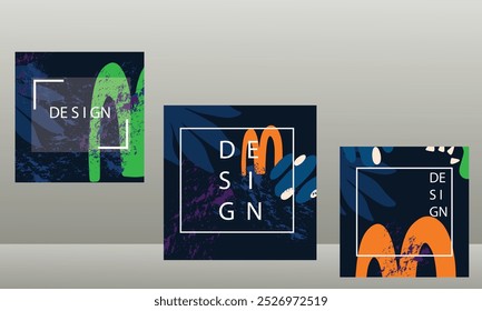 
A set of abstract creative artistic templates featuring bold colors, modern shapes, and clean layouts, ideal for universal cover designs in annual reports, brochures, flyers, presentations.