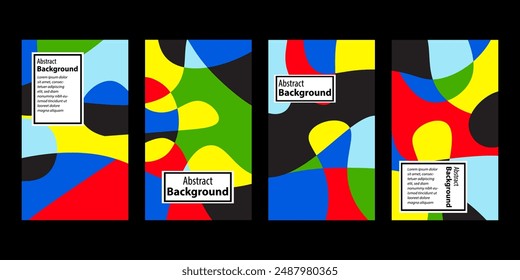 Set Of Abstract Creative Backgrounds, Hand drawn various Textured abstract shapes, coloful doodle objects, Contemporary modern trendy illustrations. Every background is isolated