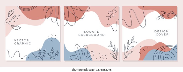 Set of abstract creative backgrounds with minimal trendy style.
