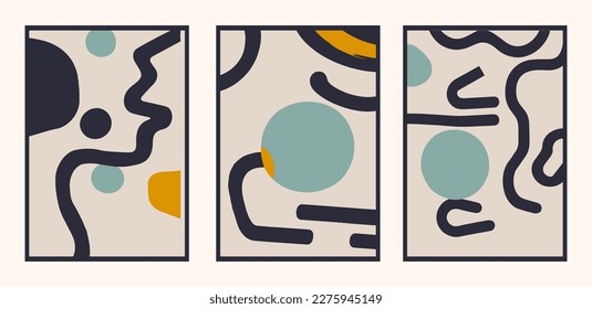 Set of abstract creative backgrounds in minimalistic style. Vector illustration. Flat color style