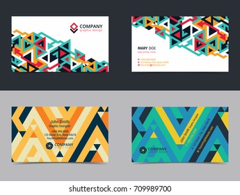 Set of abstract creative Business card design layout template with geometric pattern. Modern Backgrounds. Vector illustration.