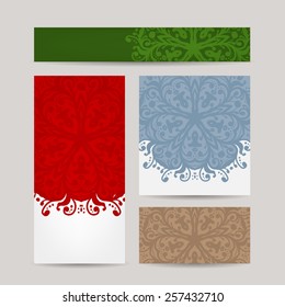 Set of abstract creative business cards design, vector illustration