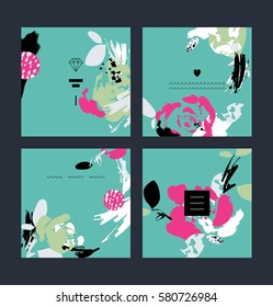 Set of abstract creative business cards for a plant elements. Vector illustration.
