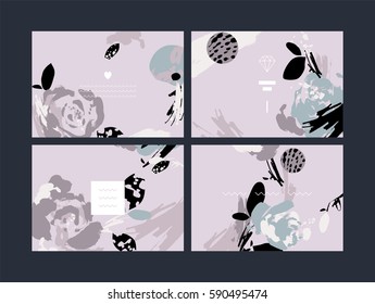 Set of abstract creative business cards for a plant elements. Vector illustration.
