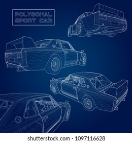 Set abstract creative concept vector background of 3d car model. Sports car.