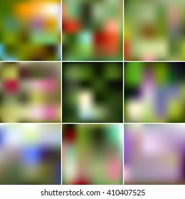 Set of Abstract Creative concept vector multicolored blurred background. For Web and Mobile Applications, art illustrations template design. Gradient mesh. Vector illustration