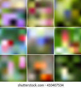 Set of Abstract Creative concept vector multicolored blurred background. For Web and Mobile Applications, art illustrations template design. Gradient mesh. Vector illustration