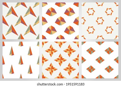 Set of abstract creative fantasy geometric seamless pattern with different colorful shapes. Creative mosaic, tile background.