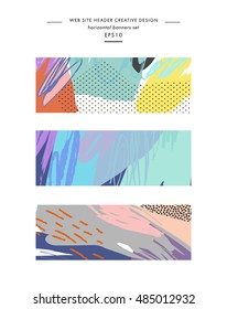 Set of Abstract creative headers. Modern artistic background. Vector. Isolated