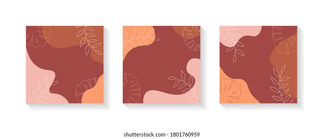 Set of abstract creative minimal fluid shapes background. Design templates for social media posts and stories. Vector