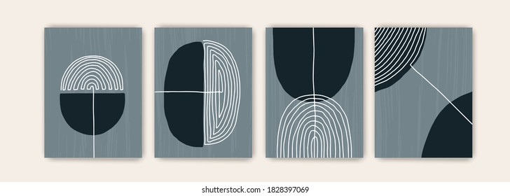 Set of abstract creative minimalist art composition with geometric elements. Modern wall art design.  Background for card, brochure, cover, print.