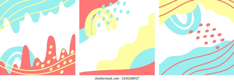 Set of abstract creative minimalistic posters. Vector illustrations for wall decoration, postcard or brochure cover design.