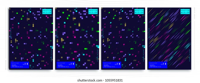 Set abstract creative posters for a creative event. Standard A3 vertical format with red and blue colour. Template futuristic cover. Flat vector illustration EPS 10.