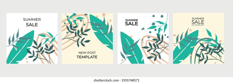 Set of abstract creative universal artistic templates. Vector illustration for poster, card, invitation, flier, cover, banner, and other graphic design. Summer sale banner for social media post