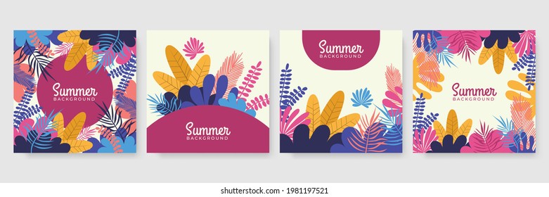 Set of abstract creative universal artistic templates. Good for poster, card, invitation, flyer, cover, banner, placard, brochure and other graphic design. Summer sale banner for social media post