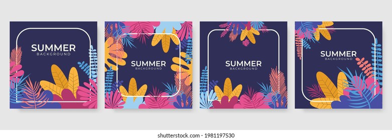 Set of abstract creative universal artistic templates. Good for poster, card, invitation, flyer, cover, banner, placard, brochure and other graphic design. Summer sale banner for social media post