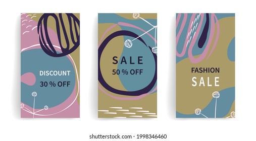 Set of abstract creative universal artistic templates. Good for poster, social media, stories, mobile apps, web, print, ads, card, invitation, flyer, cover, banner, brochure and other graphic design