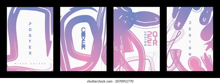 Set of abstract creative universal artistic templates. Good for poster, card, invitation, flyer, cover, banner, placard, brochure and other graphic design. Vector illustration.