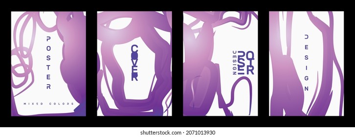Set of abstract creative universal artistic templates. Good for poster, card, invitation, flyer, cover, banner, placard, brochure and other graphic design. Vector illustration.