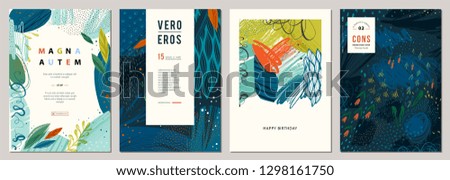Set of abstract creative universal artistic templates. Good for poster, card, invitation, flyer, cover, banner, placard, brochure and other graphic design. Vector illustration.