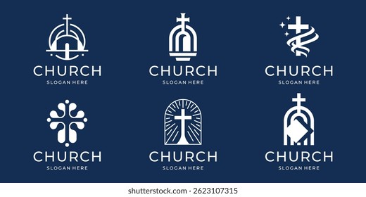 conjunto de abstrato cruz gospel logotipo vetor ilustração.